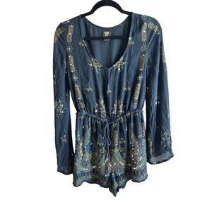 Anna Sui  x O'Neill Harmon | Black Sequin Bell Sleeve Romper | XS